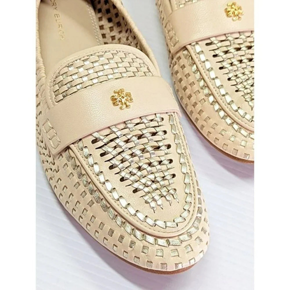 Tory Burch Women's Woven Ballet Loafers Brie Spark Gold Size 7 (MSRP $378) - Picture 7 of 11